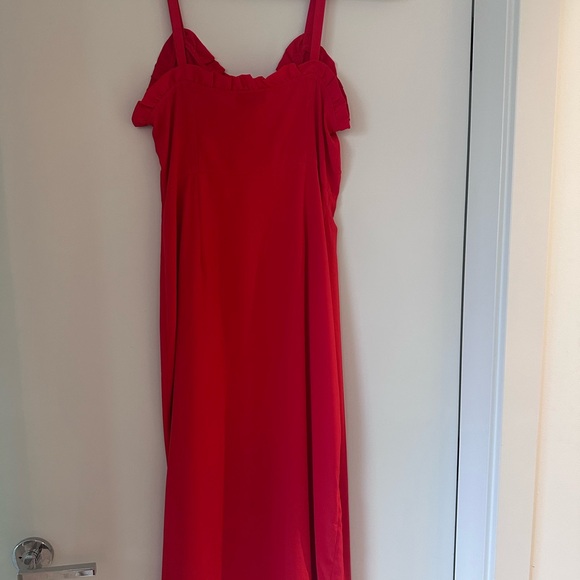 Topshop Strapless Red Dress with Ruffle Detail - Picture 5 of 7
